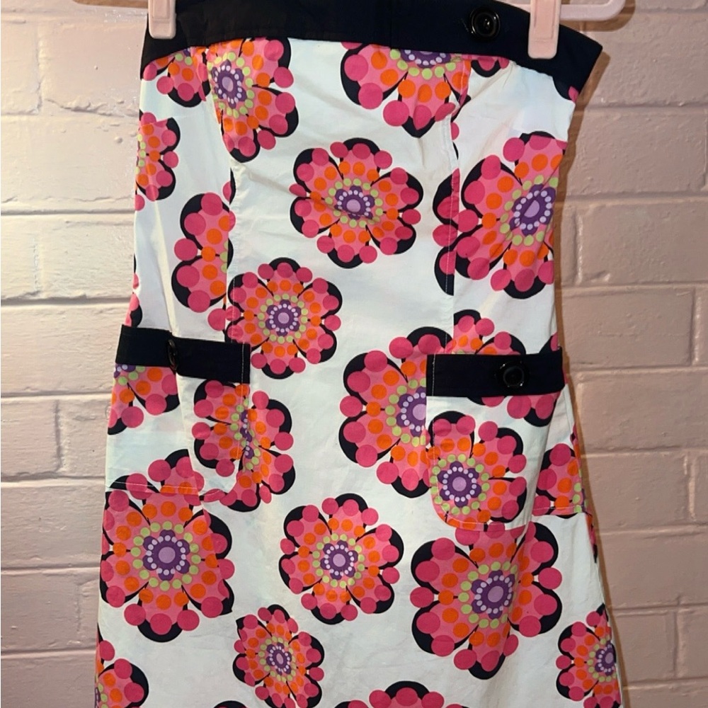 Floral Strapless Dress - Pink and Orange